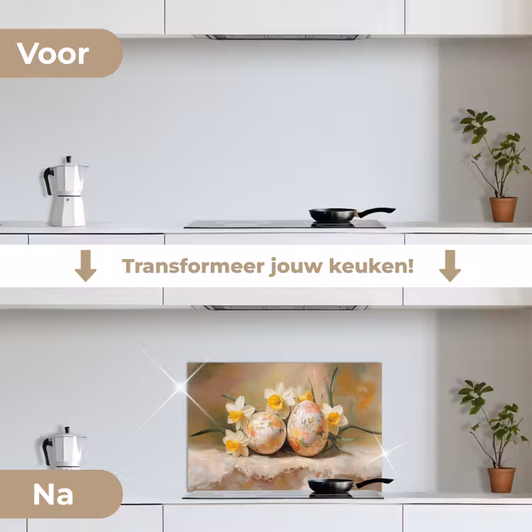 Spatscherm keuken - Bloemen - Eieren - Geschilderd — 7