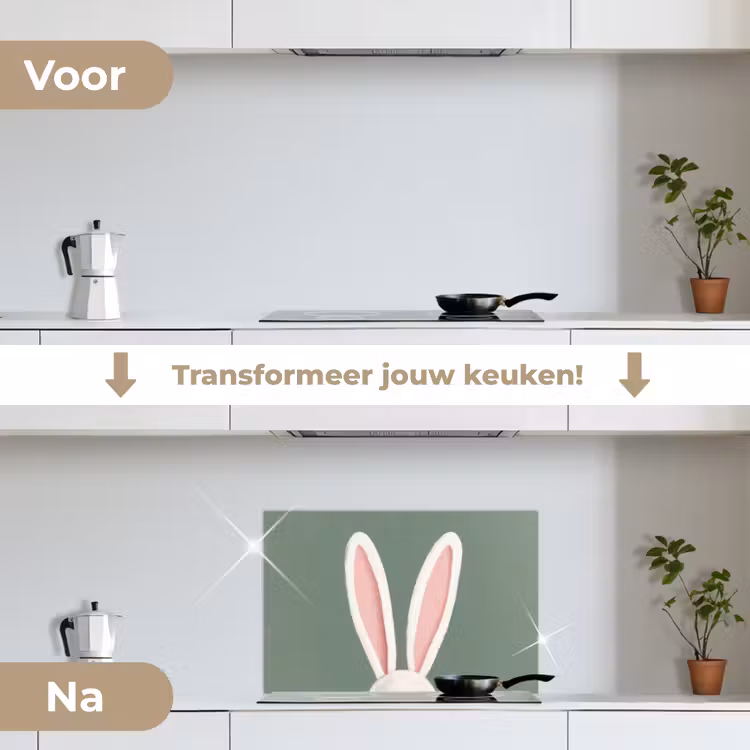 Spatscherm keuken - Hazen - Oren - Roze — 7