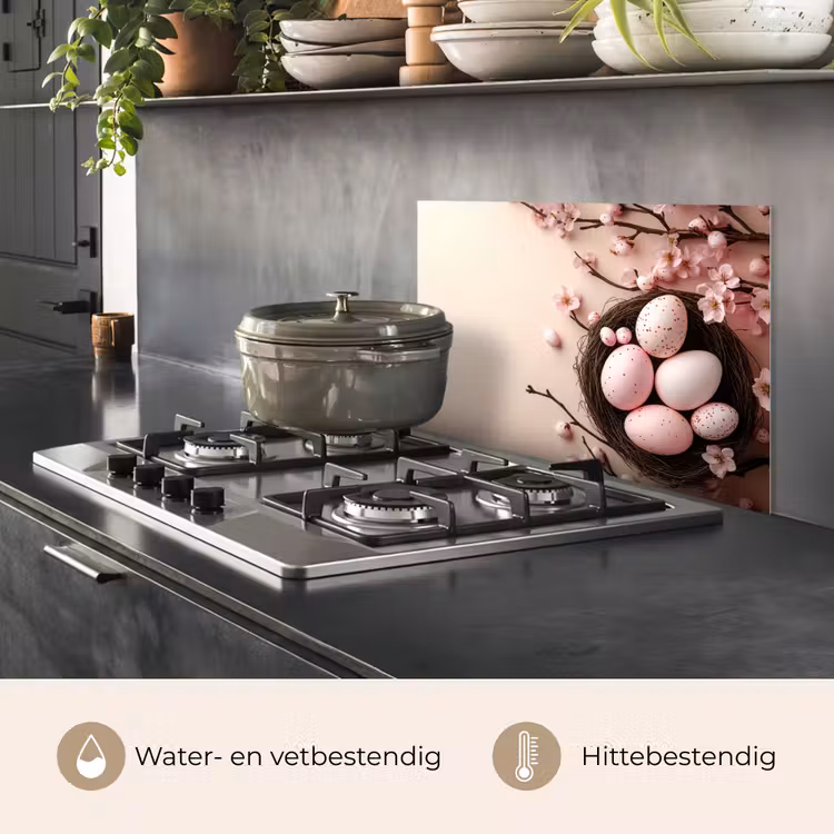 Spatscherm keuken - Roze - Bloesems - Eieren — 2