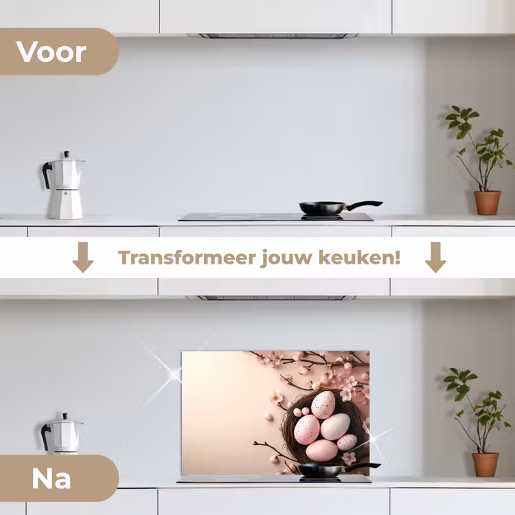 Spatscherm keuken - Roze - Bloesems - Eieren — 7