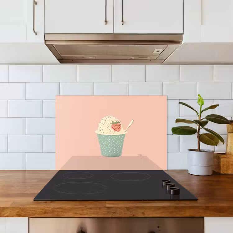 Spatscherm keuken - Bakje - Ijs - Aardbei - Roze — 3