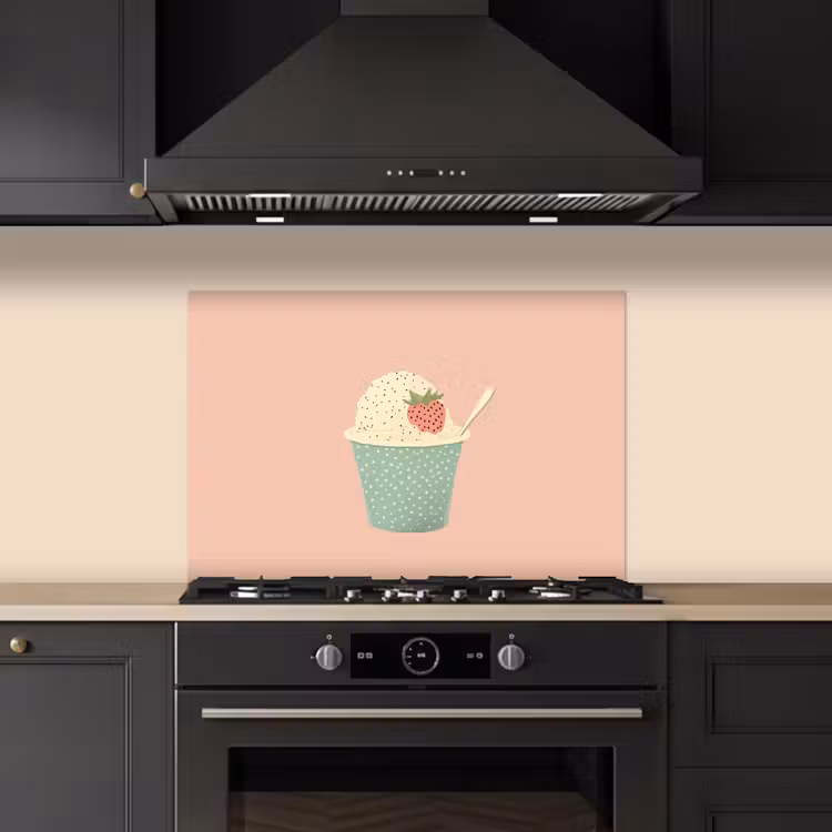 Spatscherm keuken - Bakje - Ijs - Aardbei - Roze — 5