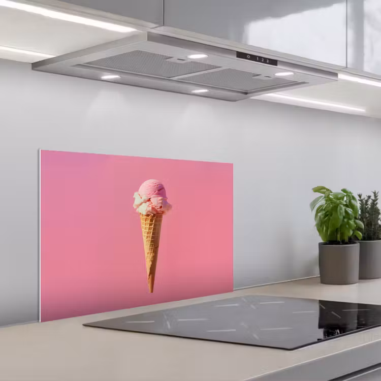 Spatscherm keuken - Hoorntje - Schepijs - Roze — 1