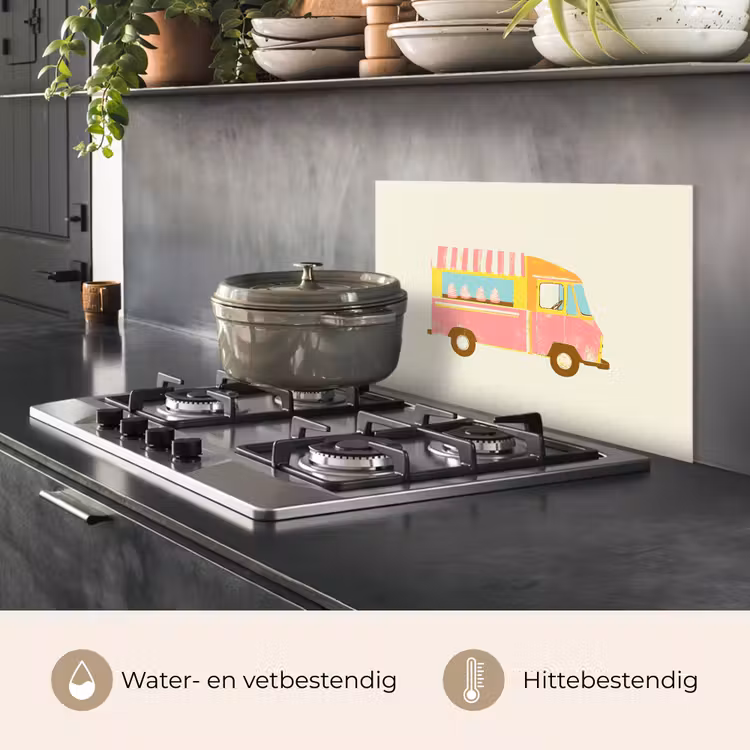 Spatscherm keuken - Ijskar - Retro - Softijsjes - Roze — 2