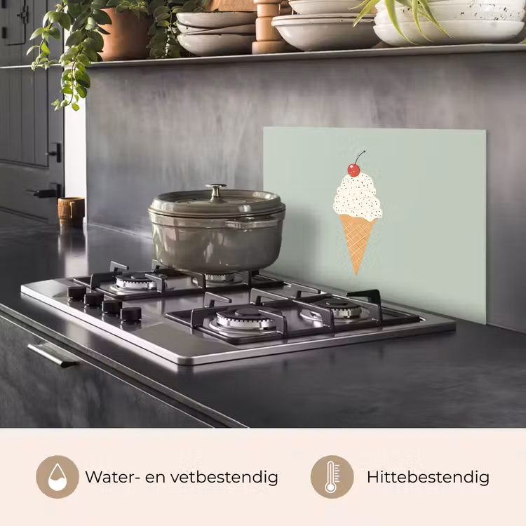 Spatscherm keuken - Illustratie - Ijsje - Spikkels - Kers — 2
