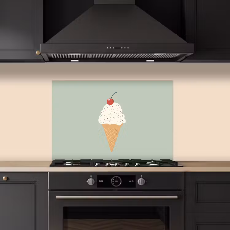 Spatscherm keuken - Illustratie - Ijsje - Spikkels - Kers — 5