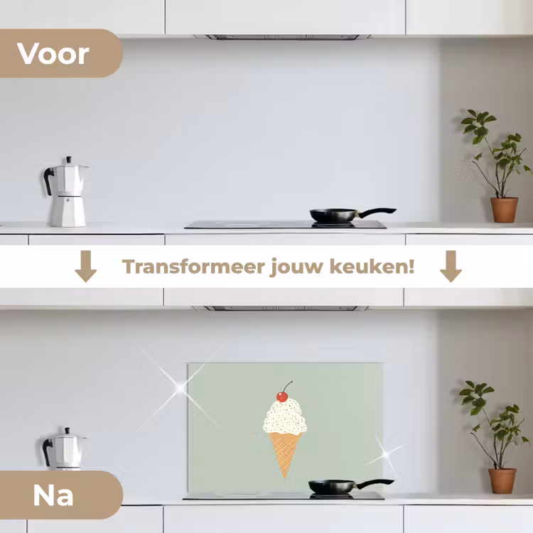 Spatscherm keuken - Illustratie - Ijsje - Spikkels - Kers — 7