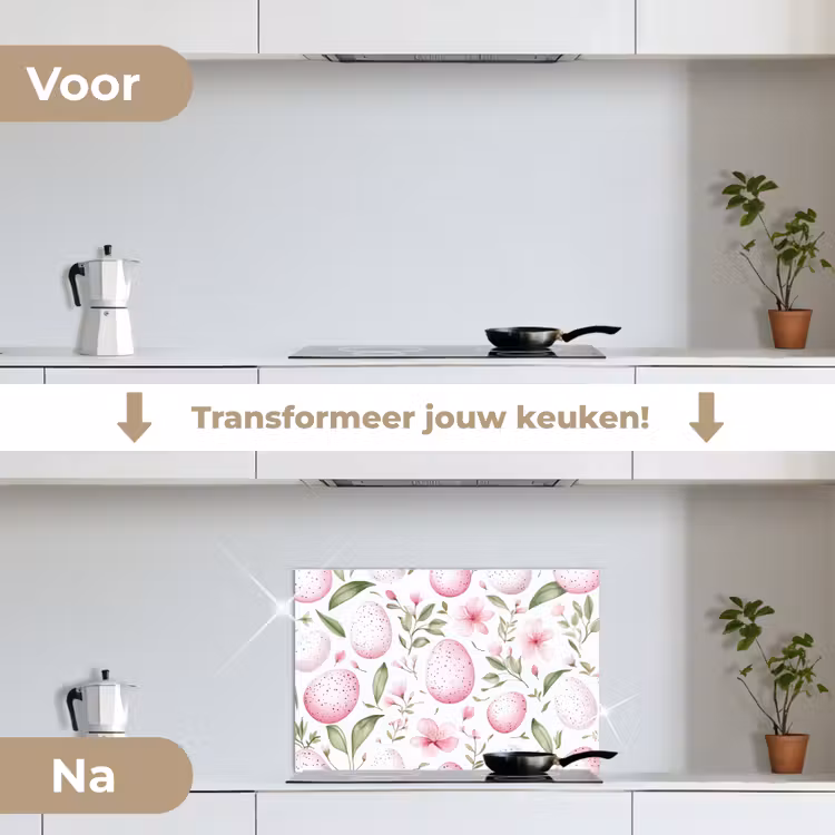 Spatscherm keuken - Patroon - Eieren - Roze - Pasen — 7