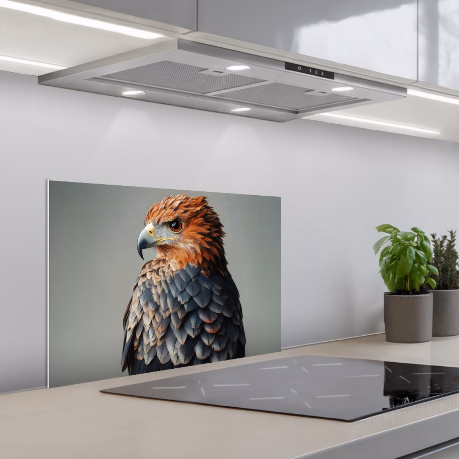 Spatscherm keuken - Vogel - Realistisch - Veren - Bruin — 1