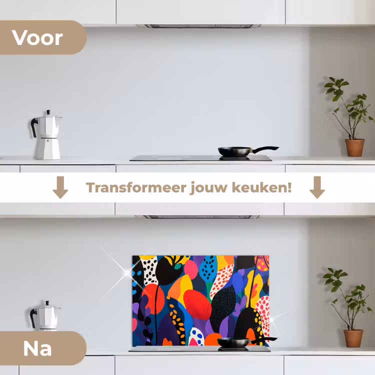 Spatscherm keuken - Bloemen - Bladeren - Abstract - Rood — 7