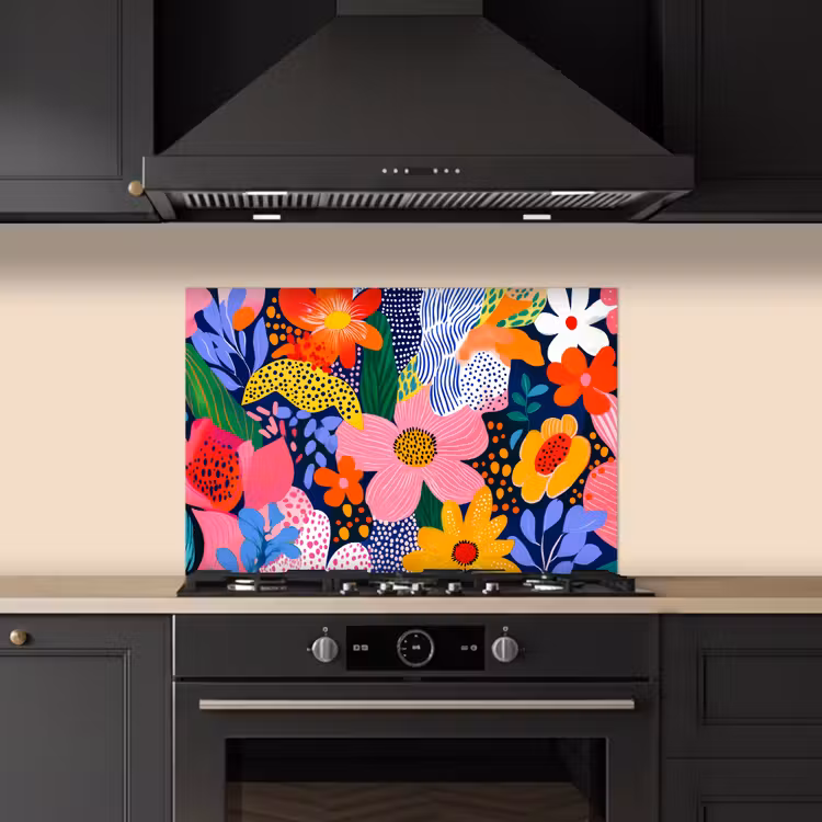 Spatscherm keuken - Kleurrijk - Bloemen - Abstract - Stippen — 5