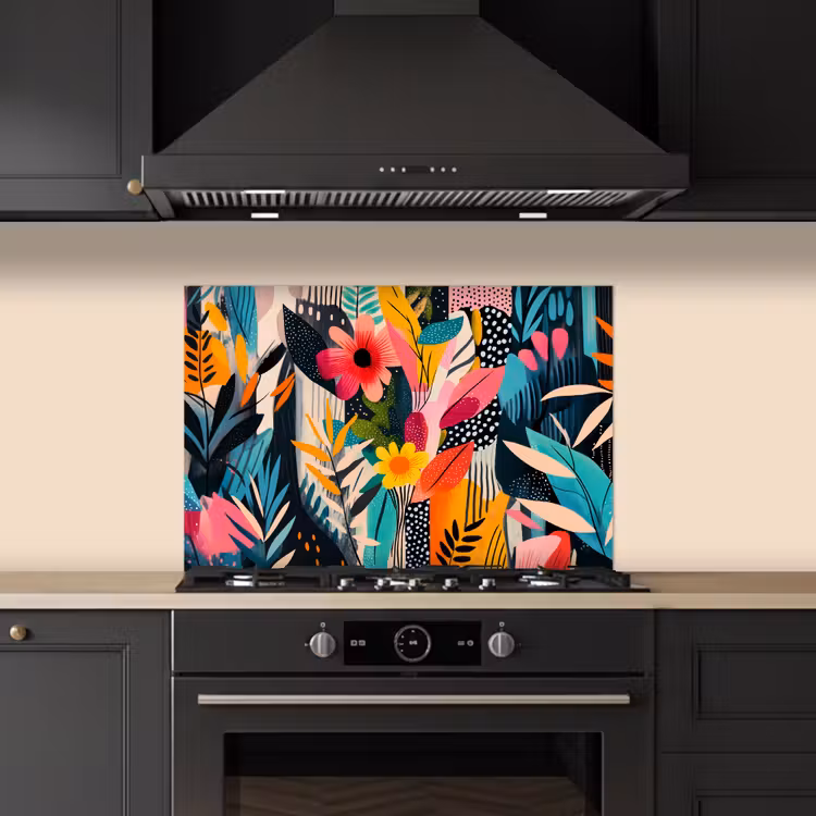 Spatscherm keuken - Schilderij - Abstract - Bloemen - Roze — 5