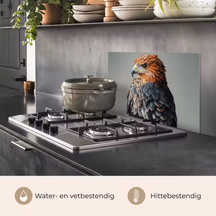 Spatscherm keuken - Vogel - Realistisch - Veren - Bruin — 2