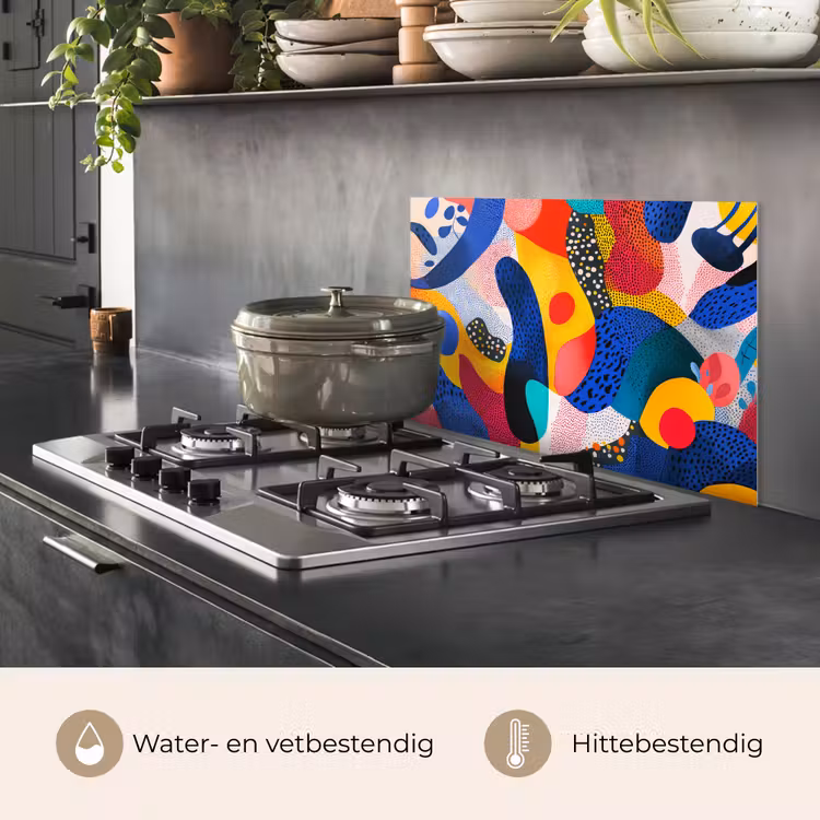Spatscherm keuken - Vormen - Abstract - Stippels - Blauw — 2