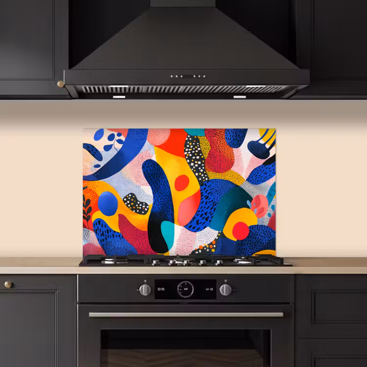 Spatscherm keuken - Vormen - Abstract - Stippels - Blauw — 5