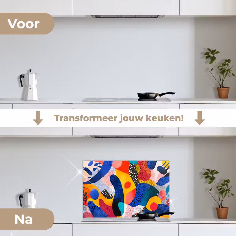Spatscherm keuken - Vormen - Abstract - Stippels - Blauw — 7