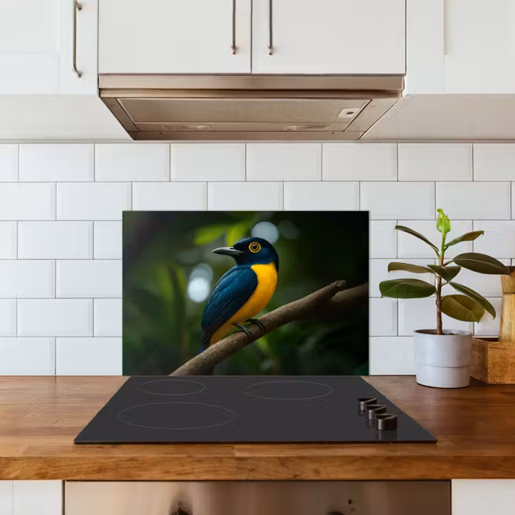 Spatscherm keuken - Vogel - Tak - Geel - Bladeren — 3