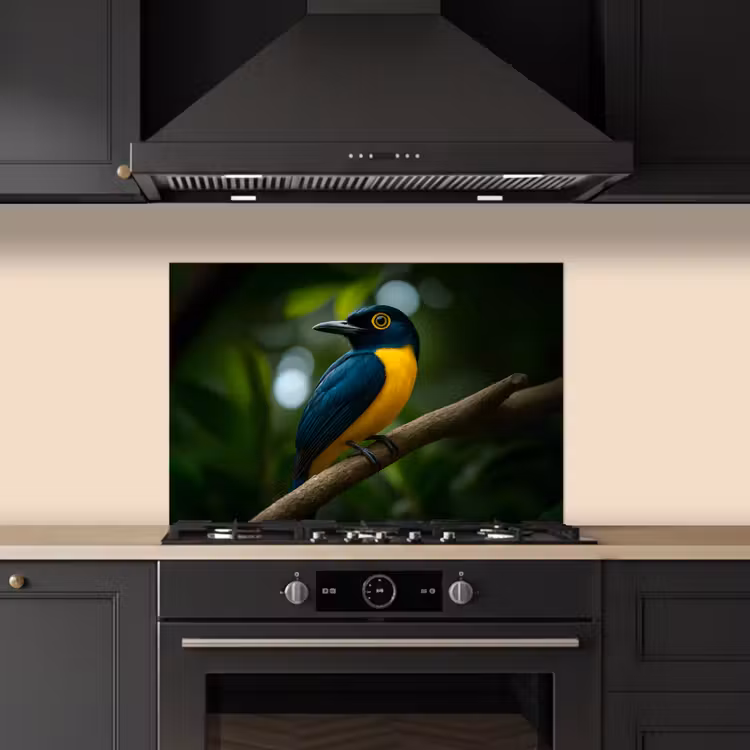 Spatscherm keuken - Vogel - Tak - Geel - Bladeren — 5