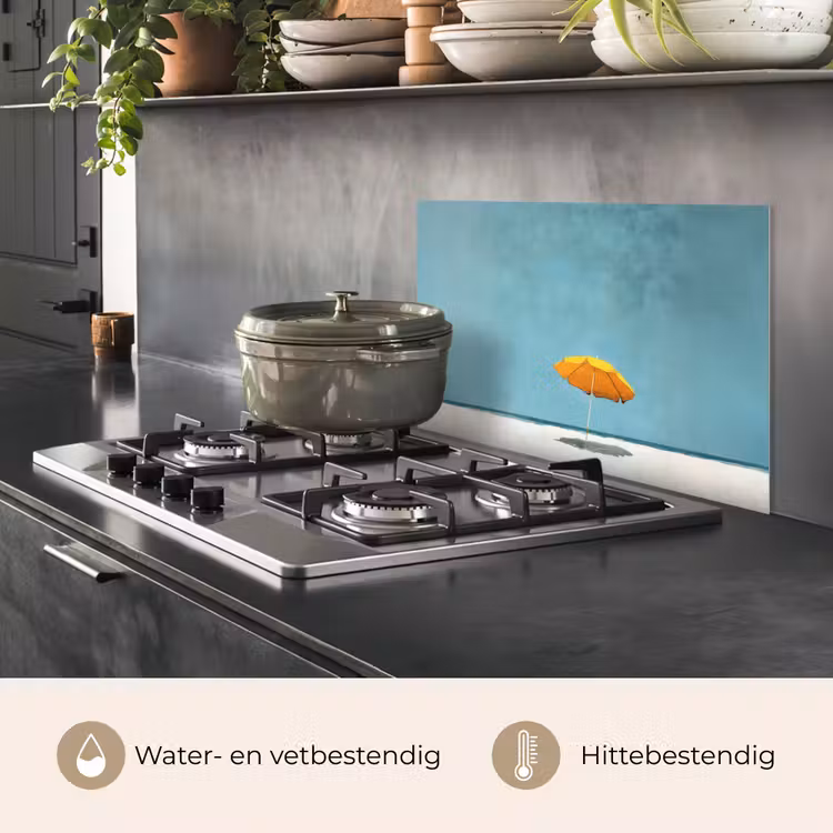 Spatscherm keuken - Parasol - Geel - Strand - Zee — 2
