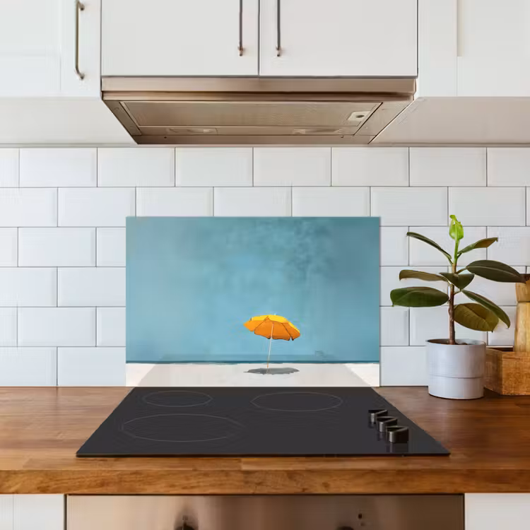 Spatscherm keuken - Parasol - Geel - Strand - Zee — 3