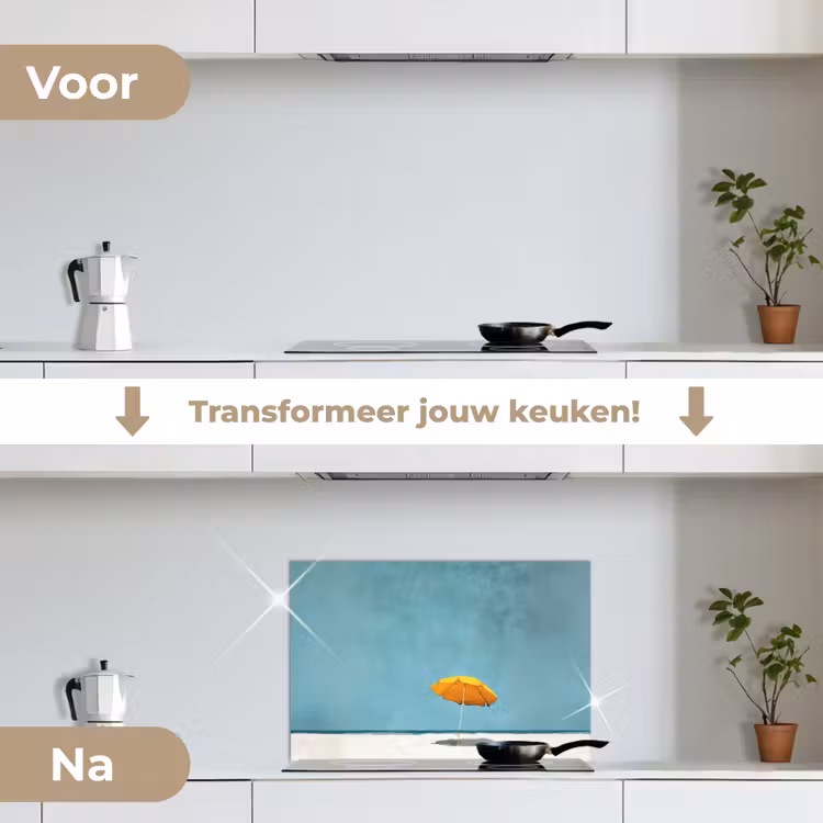 Spatscherm keuken - Parasol - Geel - Strand - Zee — 7