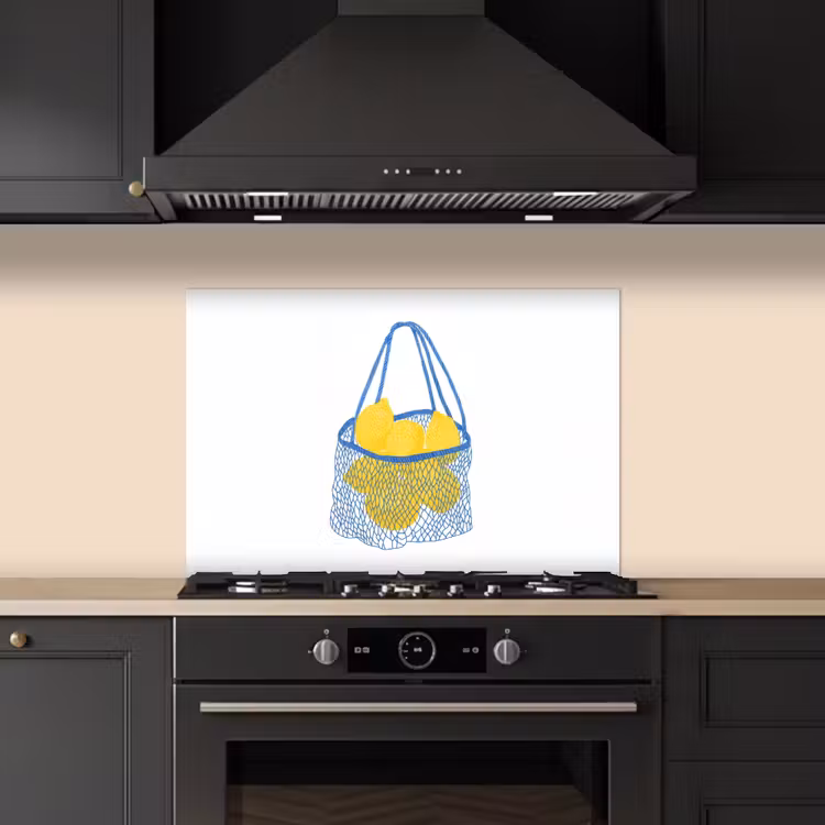 Spatscherm keuken - Tas - Blauw - Citroenen - Illustratie — 5