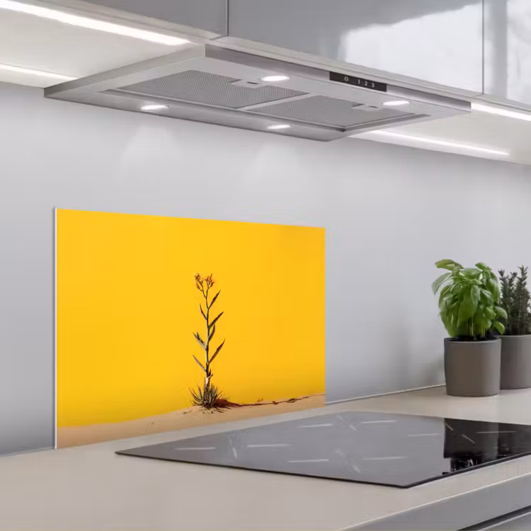 Spatscherm keuken - Zand - Plant - Geel - Minimalitisch — 1
