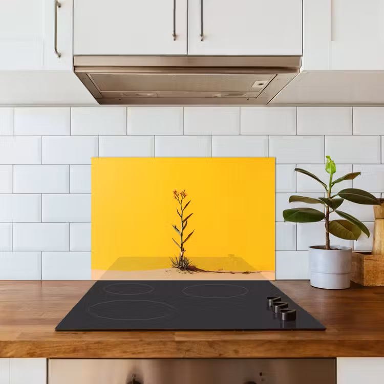 Spatscherm keuken - Zand - Plant - Geel - Minimalitisch — 3