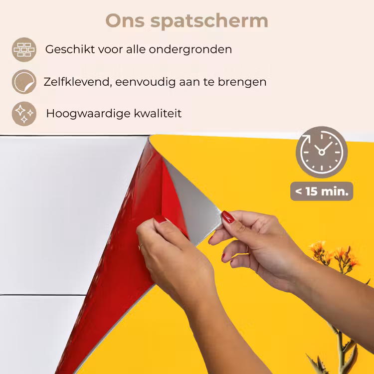 Spatscherm keuken - Zand - Plant - Geel - Minimalitisch — 4