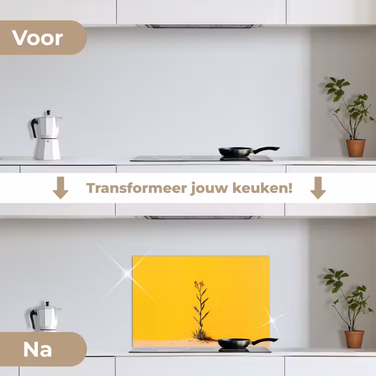 Spatscherm keuken - Zand - Plant - Geel - Minimalitisch — 7
