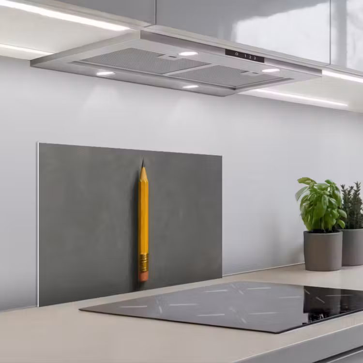 Spatscherm keuken - Potlood - Schilderij - Geel — 1