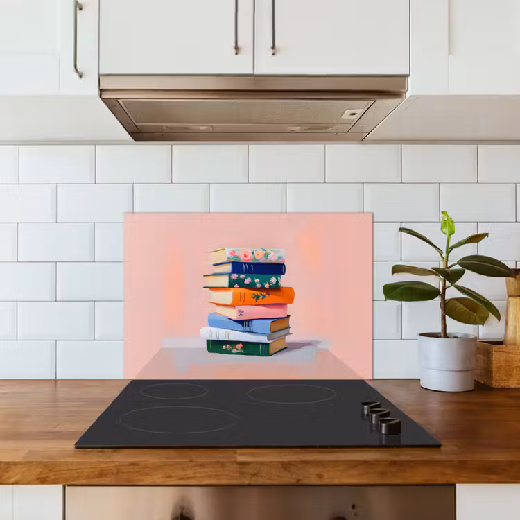 Spatscherm keuken - Boeken - Stapel - Kleurrijk — 3