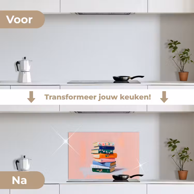 Spatscherm keuken - Boeken - Stapel - Kleurrijk — 7