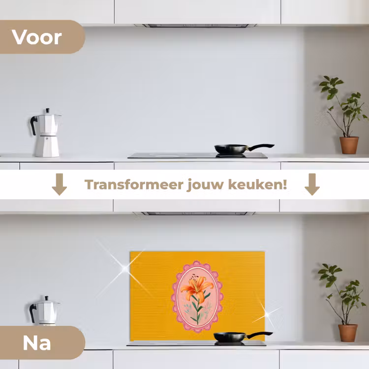 Spatscherm keuken - Lelie - Oranje - Lijst - Ovaal — 7