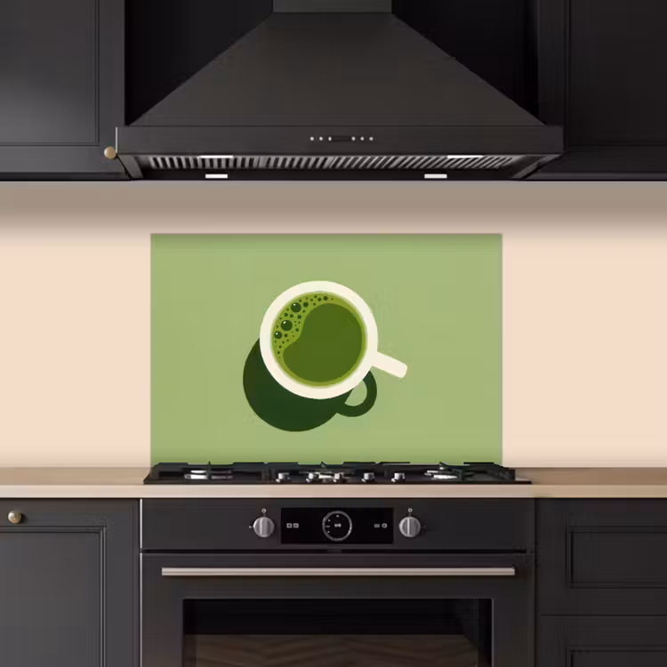 Spatscherm keuken - Minimalistisch - Kopjes - Matcha -Groen — 5
