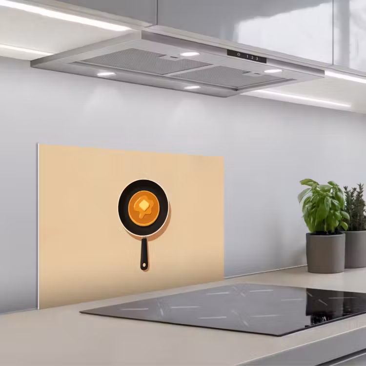 Spatscherm keuken - Pannenkoek - Koekenpan - Boter - Minimalistisch — 1