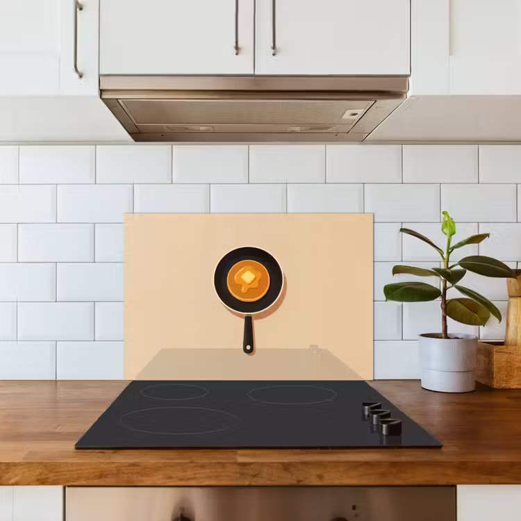 Spatscherm keuken - Pannenkoek - Koekenpan - Boter - Minimalistisch — 3