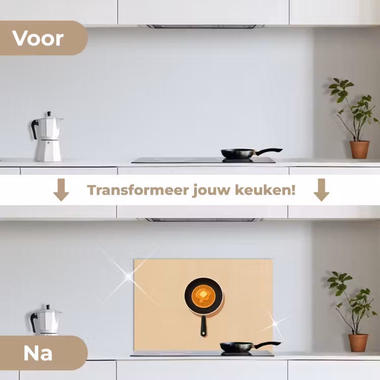 Spatscherm keuken - Pannenkoek - Koekenpan - Boter - Minimalistisch — 7