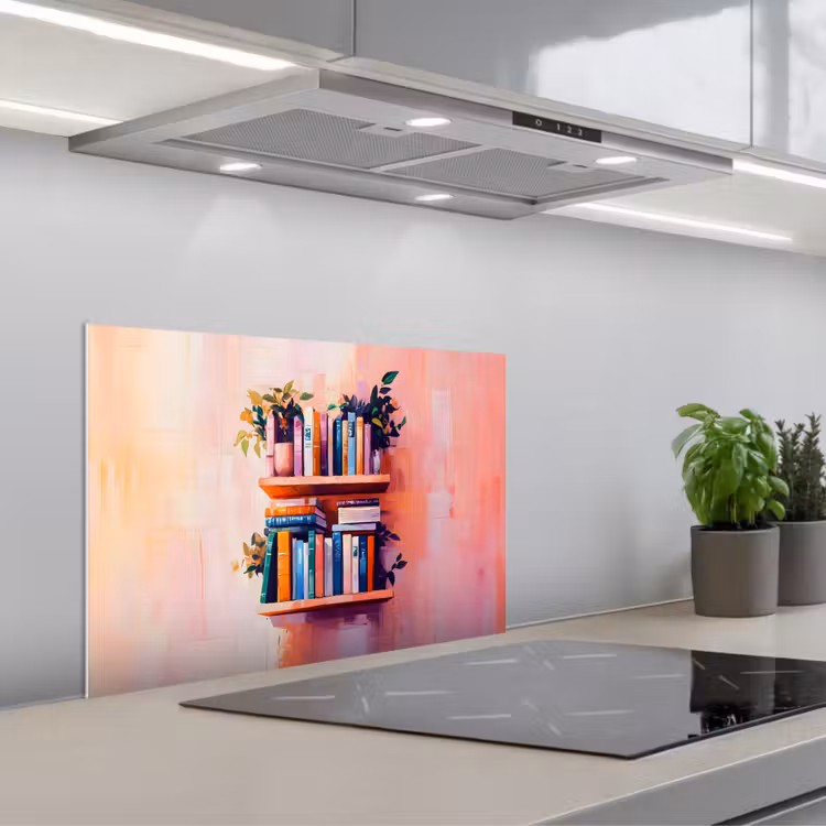 Spatscherm keuken - Planken - Boeken - Bladeren — 1