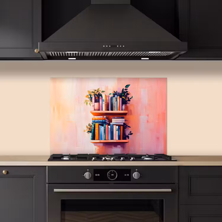 Spatscherm keuken - Planken - Boeken - Bladeren — 5
