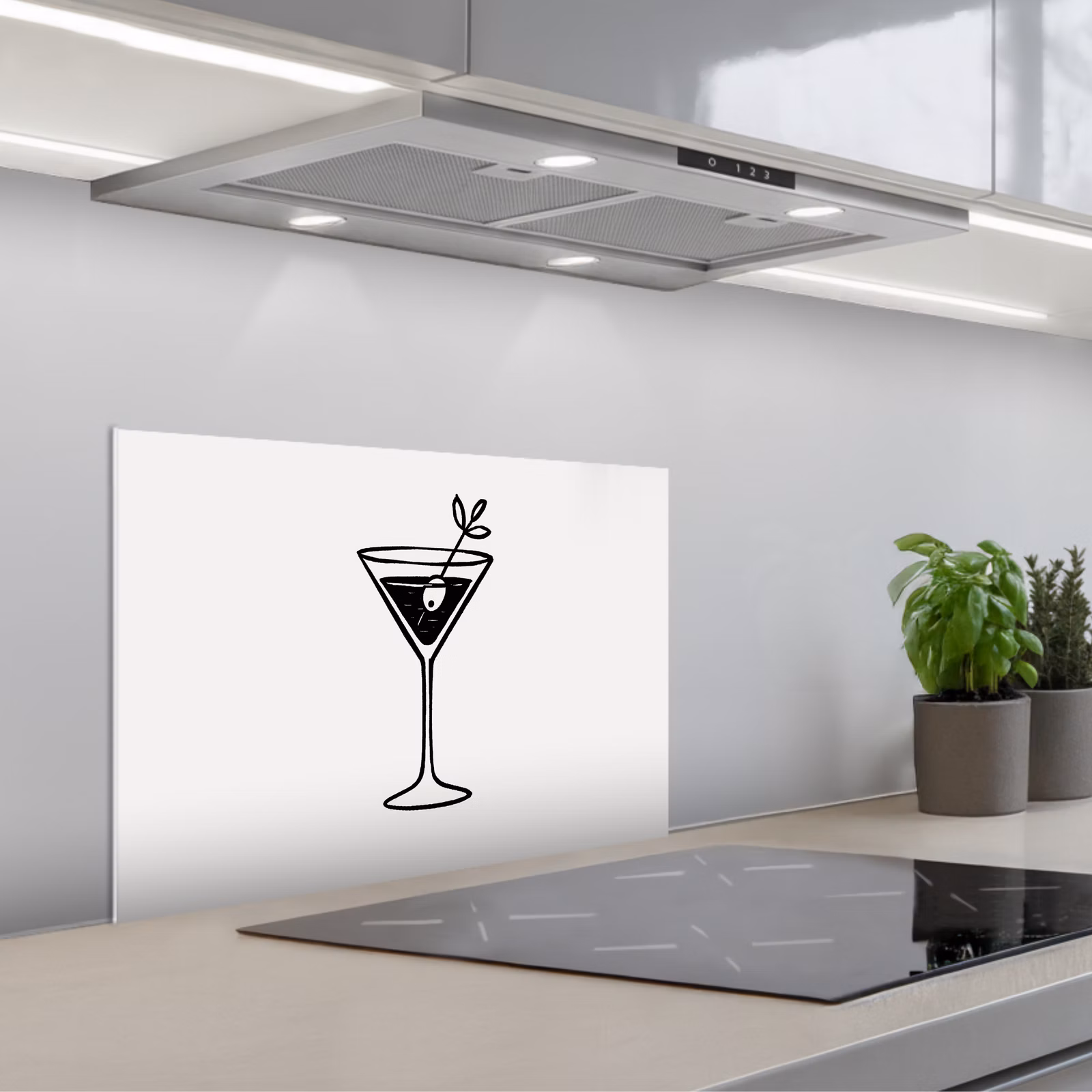 Spatscherm keuken - Cocktail - Glas - Olijf - Minimalistisch — 1