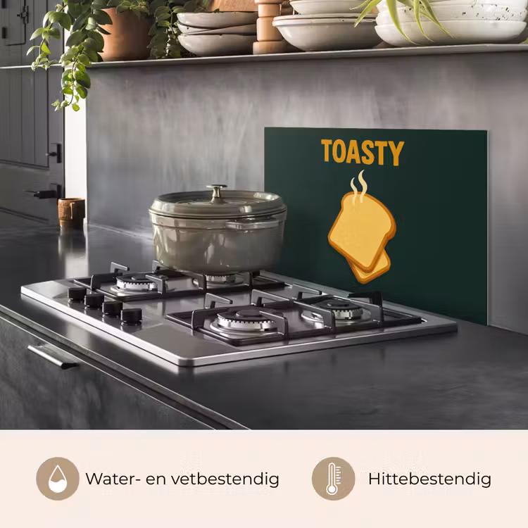 Spatscherm keuken - Brood - Tosti - Groen - Minimalistisch — 2