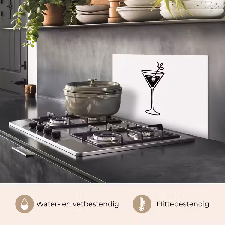 Spatscherm keuken - Cocktail - Glas - Olijf - Minimalistisch — 2
