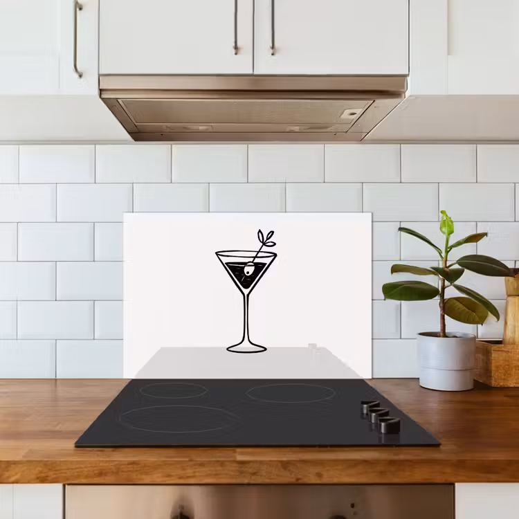 Spatscherm keuken - Cocktail - Glas - Olijf - Minimalistisch — 3