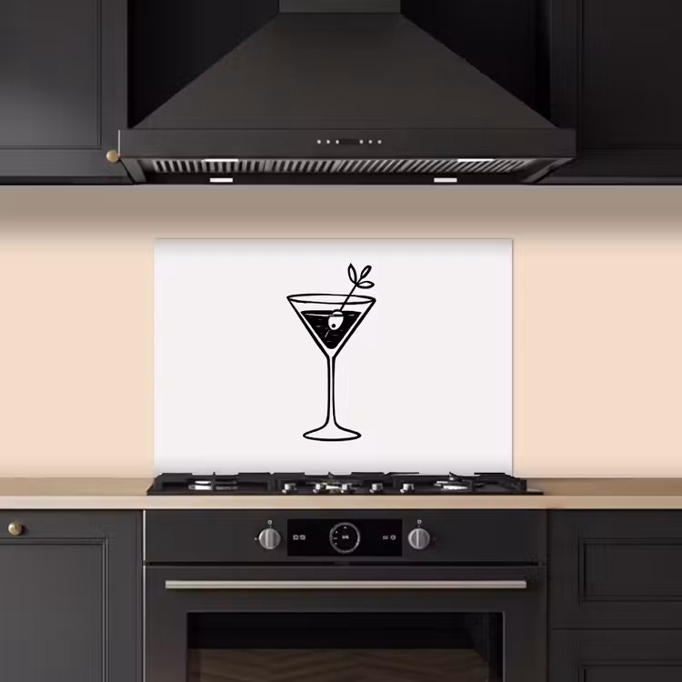 Spatscherm keuken - Cocktail - Glas - Olijf - Minimalistisch — 5