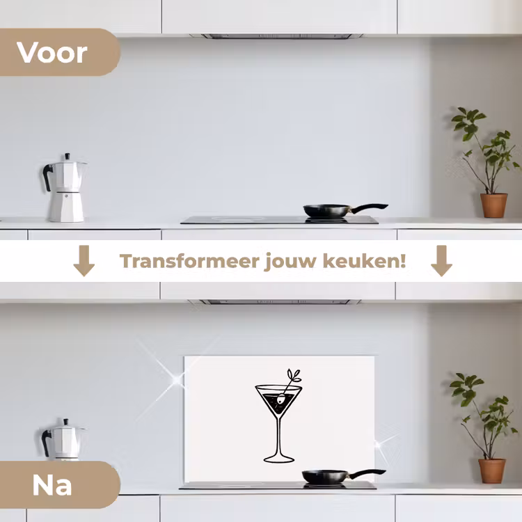 Spatscherm keuken - Cocktail - Glas - Olijf - Minimalistisch — 7