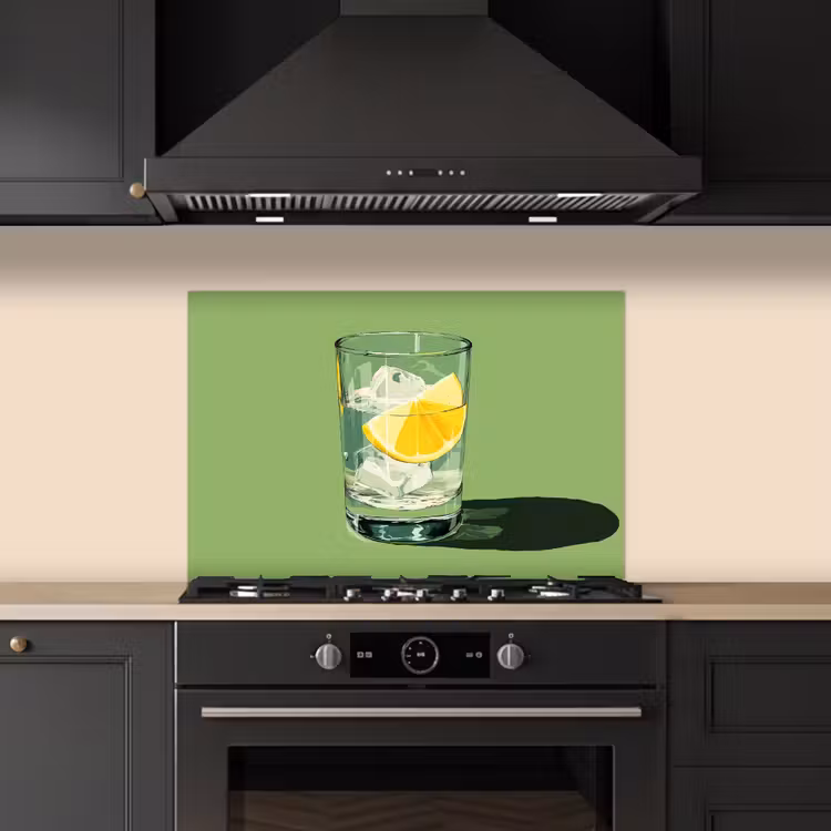 Spatscherm keuken - Glas - Citroen - Ijsblokjes - Groen — 5