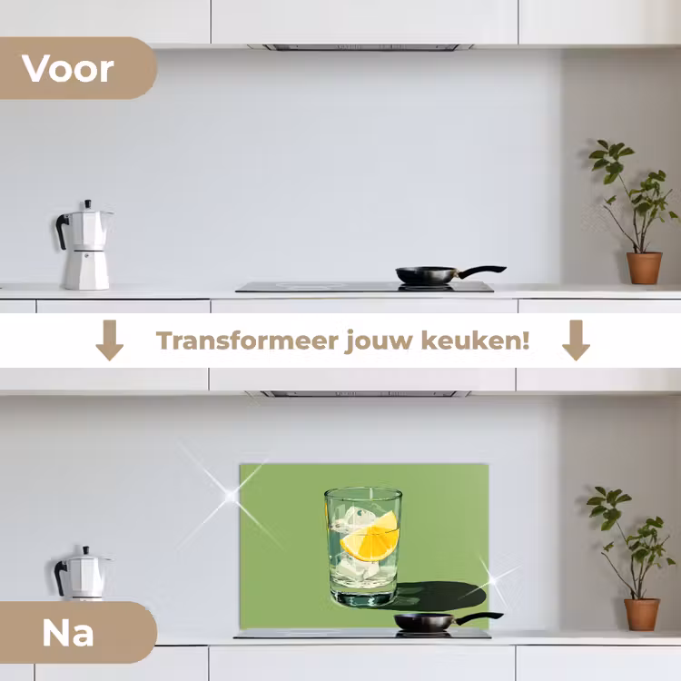 Spatscherm keuken - Glas - Citroen - Ijsblokjes - Groen — 7