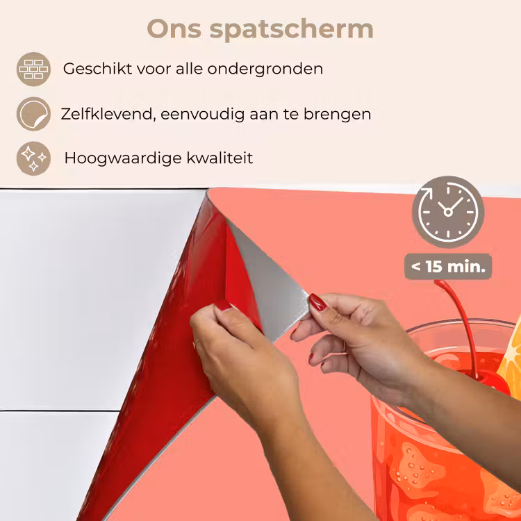 Spatscherm keuken - Glas - Ijsblokjes - Citroen - Kers — 4