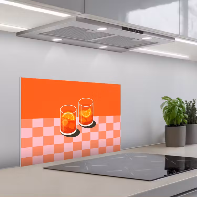 Spatscherm keuken - Sinaasappel - Glazen - Oranje — 1